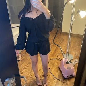 Off Shoulder Long Sleeve Romper